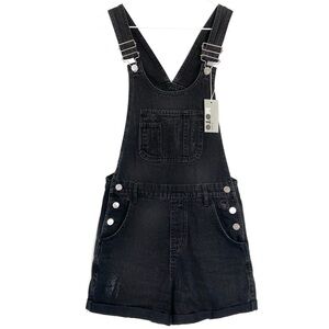 TOPSHOP MOTO Short Denim Dungaree Jumpsuit